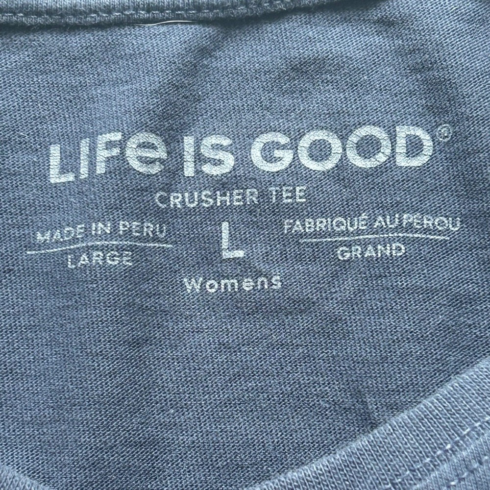 Life is Good Womens Crusher Tee Navy Floral Mandala Cotton Long Sleeve Shirt L - Picture 5 of 10